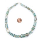 Rectangular Ancient Roman Glass Beads Pastel Colors 11mm Afghanistan Blue