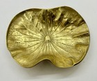 Vintage Virginia Metalcrafters Solid Brass Lotus Leaf Dish Ash Tray Trinket 1948