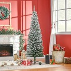 6  Slim Unlit Pine Snow Flocked Artificial Christmas Hinged Pvc Tree