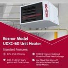 Reznor Udxc 60 000 Btu Ng lp Gas Heater Garage   Shop Unit  Low Static  Venting