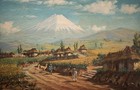 Antique Oil Painting South American Mountain Landscape W  Village  Beautiful 