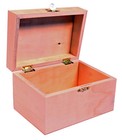 Wooden Recipe Box W  Hinged Lid   Front Clasp  Unfinished - 6 75  X 4 5  X 4 25 