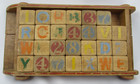 Vintage Whimsie Wooden Block Set With The Wagon And 27 Blocks - 1930s To 1940s