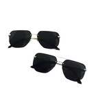 Unisex Square Aviator Sunglasses Black Lens Metal Frame Streetwear Eyewear