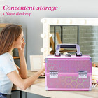Lightweight Cosmetic Box Makeup Train Case Lockable Makeup Case Organizer 2 Tray
