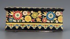 Vintage Embossed Raised Relief Floral Enamel Hinged Lid Collectible Tin Box