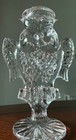 Heavy Vintage Crystal Owl Figurine Thick Cut Glass Bird Statue Art Decor Rare