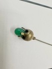 Antique Gold Tone Green Glass Stick Hat Pin Blossom Bulb Art Nouveau Read