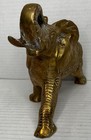 Vintage Solid Brass Elephant Figure Paperweight Trunk Up Good Luck