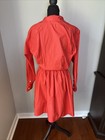 Vintage Ralph Lauren Red Orange Cotton Shirt Dress Drop Waist Pocket Womens 6
