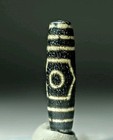 Pre-1800s Indo tibetan Old Agate 3 Eye Motif Dzi Bead 13 56mm 17 6grams