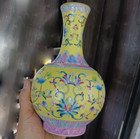 Rare Chinese Collectable Art Hand Famille Rose Porcelain Flowers Shang Vase