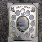 Malden First Year 13-opening Baby Picture Frame  Animals Theme Silver white
