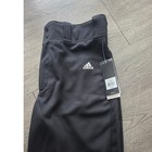 New Adidas Baseball Pants Boys Large Black Triple Stripe Open Bottom Bba12016