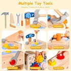 Tonze Kids Tool Set With Apron  39 Pcs Wooden Toddler Bench Box Medium