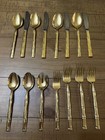 Vtg rare bloomingdale s gold Bamboo Flatware tiki Bar knives forks spoons 15 Pcs
