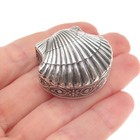 925 Sterling Silver Vintage Seashell Oxidized Pill   Snuff Box