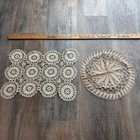 Vintage Handmade Crochet Lace Doily Lot 8pc Mixed Shapes Beige Cream Shabby Chic