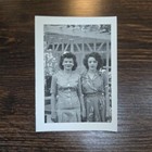 Vintage B w Photo Snapshot Of 2 Young Women Standing By Each Other Outside