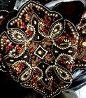 Kim Seybert table Runner brown Scrolls beaded Glass Stones Sequins 17 x 51  new 