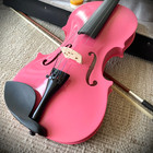 Full-size 4 4 Pink Violin Starter Set With Case  Bow  Rosin  Solid Wood Violin