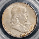 1957-d Franklin Half Dollar 50c - Pcgs Graded Ms65fbl - Excellent Toning