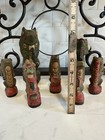Vintage Hand Carved Wooden Frog Band-set Of 7-folk Art Figurines