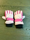 Children s Pink And White Winter Ski Gloves With Black Palm Grip