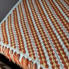 Fall Colors  Afghan Blanket Hand Crocheted Rust Yellow  white New Large