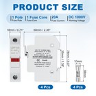4pcs Din Rail Fuse Holder With 1 Core Block  Dc 1000v 20a Fuse Holder With Light