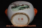 8 8  Marked Chinese Famille Porcelain Flower Bird Double Lion Head Bottle Vase