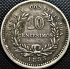 1893 Uruguay   rare No Mint Mark   10 Centesimos Km 14 - Silver Coin