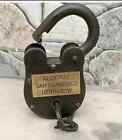 Vintage 5   Padlock Antique Old Heavy Iron Working Lock With 2 Key