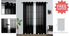 Versatile Black Sheer Window Panels 52x84  - Elegant Grommet Curtains Set Of 2