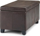  Dover Storage Ottoman Bench - 36 Inch Wide Upholstered Vegan Leather Rectangula
