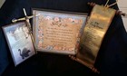 Vintage Christian Wall Decor Lot Brass Crucifix Lords Prayer Scroll Peace Plaque