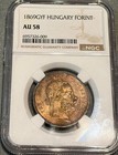 1869 Gyf Hungary Forint   Ngc Au 58  Gorgeous Toning   Pq Eye Appeal