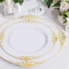 Nervure 175pcs Gold Plastic Plates - Disposable White Gold Party Plates   Pre   