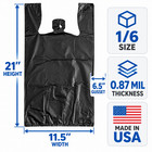 Black T-shirt Plastic Shopping Bags 1 6 Size 0 87 Mil Heavy Duty 21x6 5x11 5