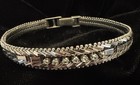 Vintage Silver Tone Rhinestone Bracelet  Mid-century art-deco  Retro unique   