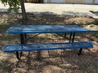 Sturdy Blue Metal Picnic Table Perfect For Outside Use  96x61x31 