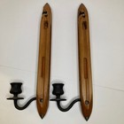 Vintage Wooden Shuttle Wall Sconce Candle Holder Set Rustic Farmhouse Decor