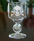 4 Skull Etched Bubble Reservoir Absinthe Glass Set