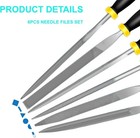6 Piece Metal Needle File Set - 4-inch carbon Steel Files For Metal  Wood   Jewe