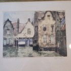 Philippe Flemish Houses Original Etching Signed Numbered Framed Vintage Art