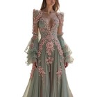 V-neck Evening Dress Chic Flowers Bride Cocktail Celebrity Stunning Prom Gown