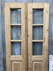 Antique French Double Doors  35 5x81 5  3 Pane Glass  European Reclaimed G215