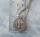 Jesus Crucifix Saint St Benedict Medal Cross Pendant Necklace 24  Box Chain