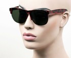 Large New Vintage Dead Stock Horn Rim Sunglasses Dark Gray green Tortoise 137