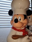 Enesco Disney Ceramic Chef Mickey Mouse Cookie Jar 11  Wooden Spoon W box